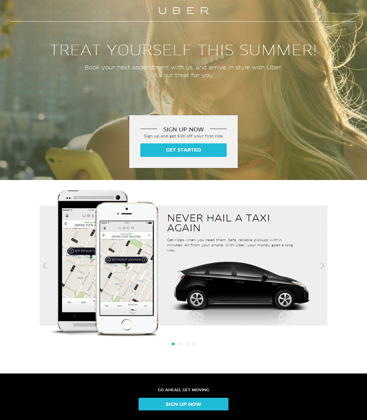 Uber landing page